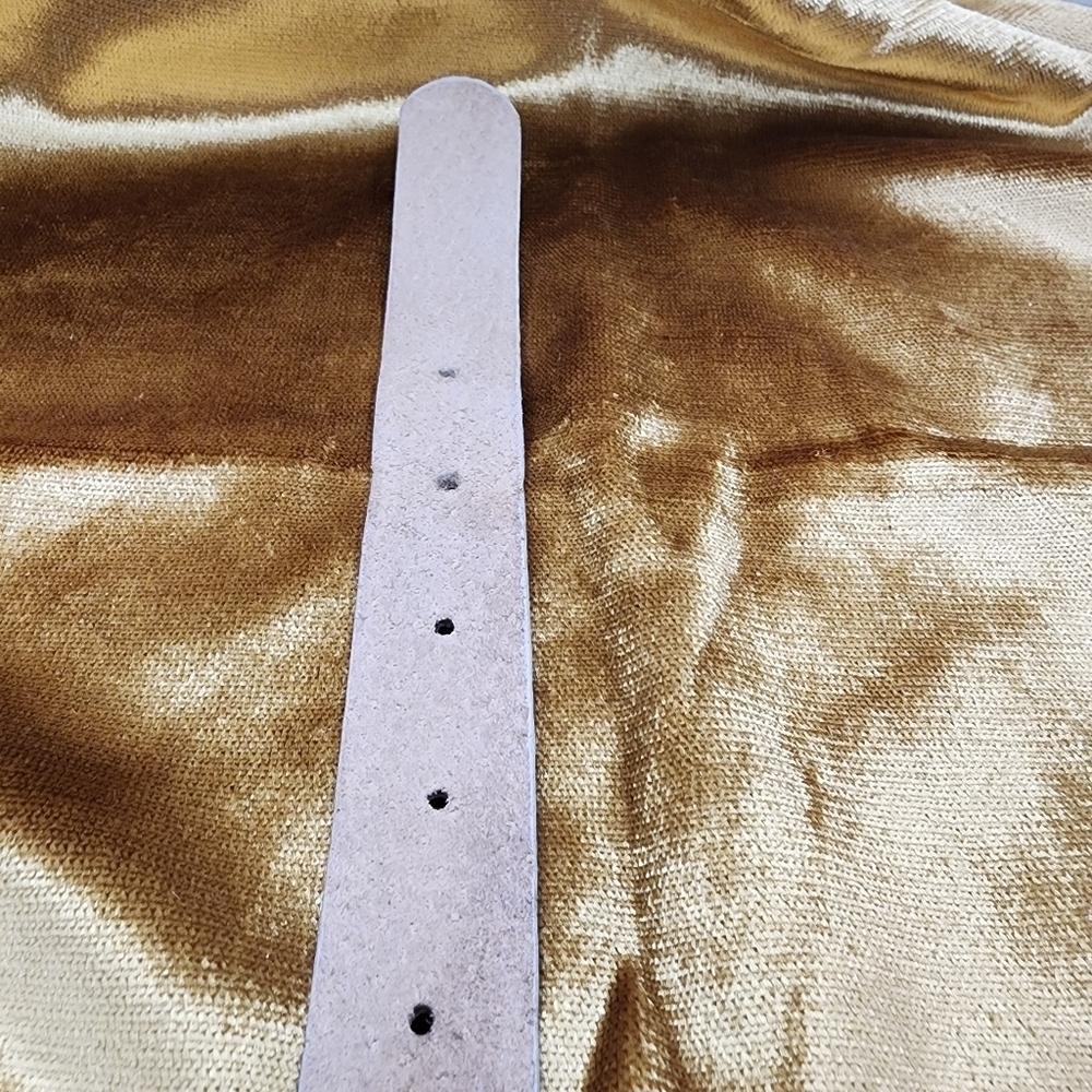 Vintage Phoebe Leather Belt Women's Size Small Cream White Brass Made in Spain - Picture 11 of 11